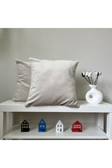 Pastel Gray Thai Feather Velvet Cushion Cover