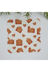 Kurabiye Ev ve Kalp Desenli Yıkanabilir Kumaş Peçete 1 Adet