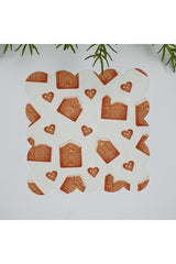 Kurabiye Ev ve Kalp Desenli Yıkanabilir Kumaş Peçete 1 Adet