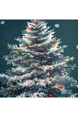 Pine Tree Patterned Petrol Green Cushion Cover New Year's Concept