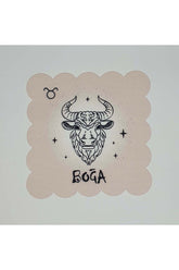 Boğa Burcu Desenli Dijital Baskılı Lazer Kesimli Kokteyl Peçetesi