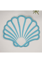 İstiridye Şeklinde Mavi Nakışlı Kumaş Kokteyl Peçetesi 1 Adet