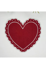 Heart-Shaped Embroidered Burgundy Fabric Cocktail Napkin, 1 Piece