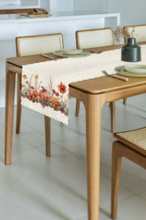 Sulu Boya Sonbahar Kabak Temalı Lazer Kesim Runner 138x45cm