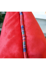Plaid Deer Head Applique Embroidery Patterned Velvet Cushion Cover Red
