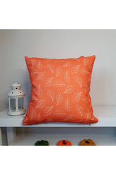 Autumn Themed Cushion Cover with Orange Leaf Pattern