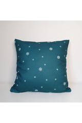 Pine Tree Patterned Petrol Green Cushion Cover New Year's Concept