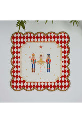 Dekoratif Yılbaşı Temalı Kurşunasker Desenli Nakış Kenar Kumaş Kokteyl Peçetesi 1 Adet - Decofav | Kırlent, Sofra Tekstili, Kumaş