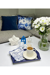 Fransız Kara Kalem Çizimi Tasarımlı Nakış Kenar Kokteyl Peçetesi 1 Adet