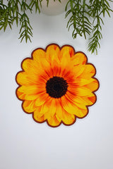 Sunflower Design Embroidered Edge Fabric Cocktail Napkin 1 Piece