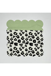 Leopar Desenli Yeşil Şeritli Dijital Baskılı Kokteyl Peçetesi Yıkanabilir Lazer Kesimli