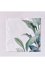 Tropical Leaf Patterned Fabric Cocktail Napkin Washable Laser Cut