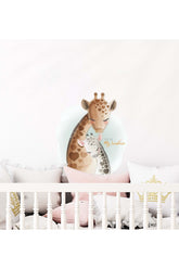 Mother and Baby Giraffe Drawing with Slogan Written One Piece Sticker