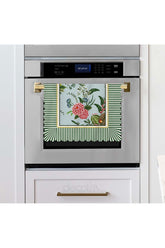Green Line Decorative Botanical Flower Design Laser Cut Oven Cover 40x53cm