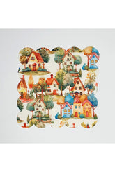 Autumn Village View Laser Cut Washable Cocktail Napkin