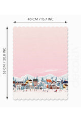 Pastel Pink Sky Winter Landscape Patterned Laser Cut Oven Cover