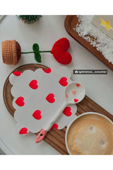 Red Heart Patterned Cocktail Napkin Fabric