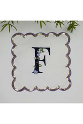 F Harfi Baskılı Kişiye Özel Pul İşlemeli Monogramlı Nakış Kenar Pullu Kokteyl Peçetesi 1 Adet