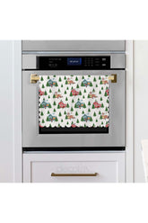 Watercolor Trees and Christmas Houses Design Laser Cut Oven Cover