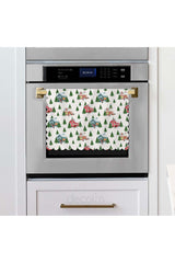 Watercolor Trees and Christmas Houses Design Laser Cut Oven Cover