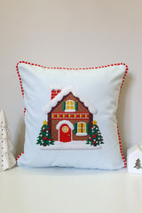 Kardan Masal Yeni Yıl Temalı Fitilli Kadife Kırlent Kılıfı - 43x43cm