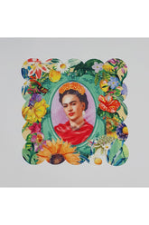 Çiçeklerle Süslü Kadın Portre Dijital Baskılı Kumaş Kokteyl Peçetesi Lazer Kesimli