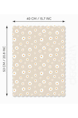 Bej Zemin Papatya Desenli Lazer Kesim Kumaş Fırın Örtüsü