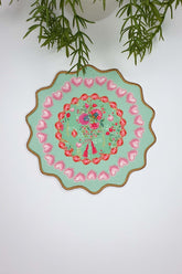 Love Bloom Kalpli Renkli Çiçekli Yeşil Nakış Kenar Kokteyl Peçetesi 1 Adet - Decofav | Kırlent, Sofra Tekstili, Kumaş