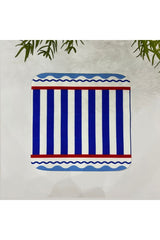 Watercolor Tile Vase Patterned Fabric Cocktail Napkin Washable Laser Cut