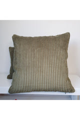Luxury Stripe Corduroy Cushion Cover Olive Brown