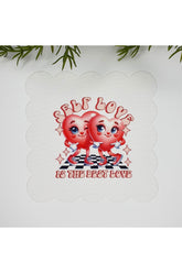 Self Love Sloganlı Aşkı Temalı Dekoratif Kumaş Kokteyl Peçetesi 1 Adet