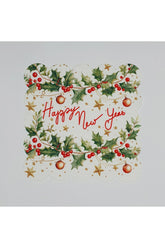 Stylish New Year's Message Patterned Digital Printed Fabric Cocktail Napkin Laser Cut