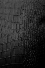 Mat Siyah Suni Timsah Deri Kırlent Kılıfı - 43x43cm