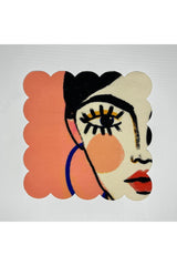 Women's Face Pattern Digital Printed Cocktail Napkin Washable Laser Cut