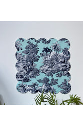 Mint Zemin Fransız Köylü Desenli Dijital Baskılı, Kenarı Lazer Kesim Dekoratif Kokteyl Peçeteleri