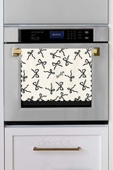 Laser Cut Oven Cover with Black Ribbon Pattern