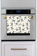 Laser Cut Oven Cover with Black Ribbon Pattern