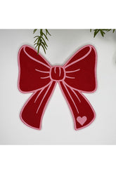 Kurdele Şeklinde Kırmızı Kumaş Pembe Nakışlı Kumaş Kokteyl Peçetesi 1 Adet