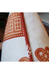 Gingerbread Houses and Hearts Designed Corded Cushion Cover