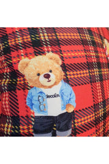 Ekose Zemin Ayıcık Desenli Dijital Baskılı Kırlent Kılıfı