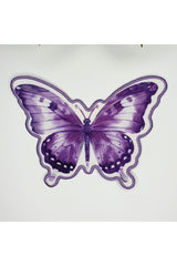 Purple Butterfly Shaped Embroidered Edge Fabric Cocktail Napkin 1 Piece