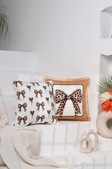 Leopar Kurdele Tasarımlı Kadife Kırlent Kılıfı - 43x43cm