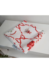 New Year's Themed Red Bow and Object Patterned Cushion Cover