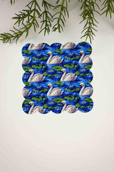 3D Kuğu Desen Dijital Baskılı Lazer Kesim Kumaş Koktel Peçetesi 1 Adet