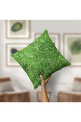Cushion Cover Green Ombre Background Leaf Pattern Digital Print