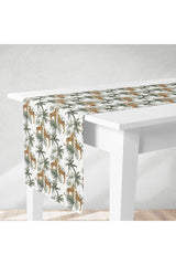 Runner Tropical Palm Leopard Pattern Digital Print