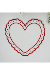 Heart-Shaped Embroidered Romantic Red Cocktail Napkin 1 Piece