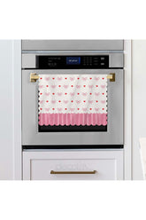 Romantic Pink Striped Bow and Heart Patterned Laser Cut Fabric Oven Cover