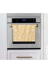 Pastel Yellow Background Delicate Daisies Design Laser Cut Oven Cover 40x53cm