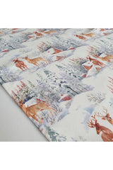 Watercolor Snow Scene and Deer Patterned Runner